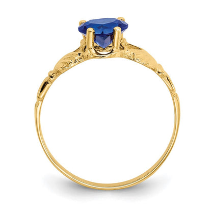 14K Gelbgold September Zirkonia Herz Geburtsstein Claddagh Ring