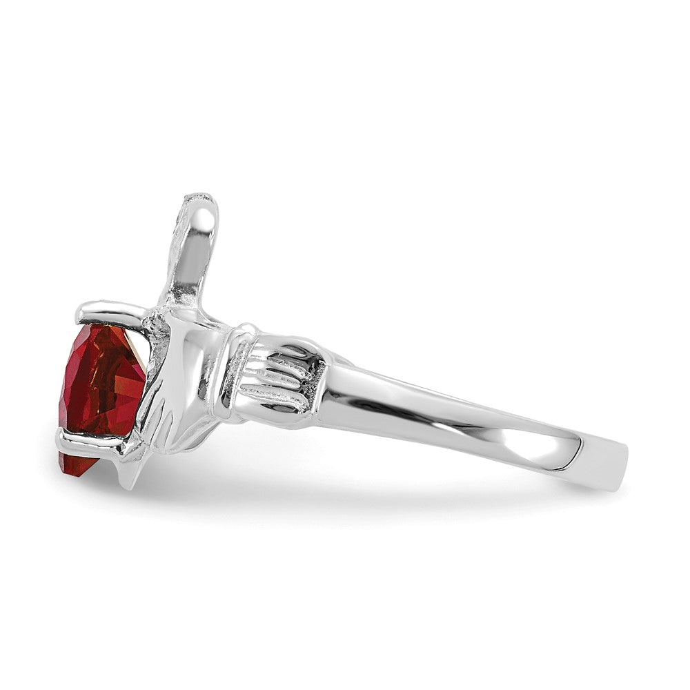 14K Weißgold January Zirkonia Herz Geburtsstein Claddagh Ring