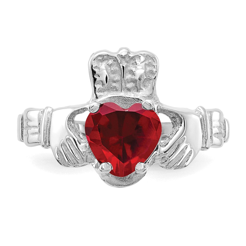 14K Weißgold January Zirkonia Herz Geburtsstein Claddagh Ring