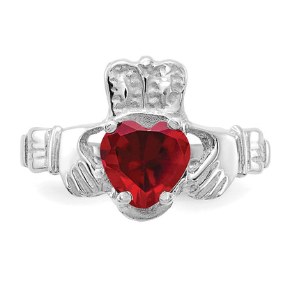 14K Weißgold January Zirkonia Herz Geburtsstein Claddagh Ring