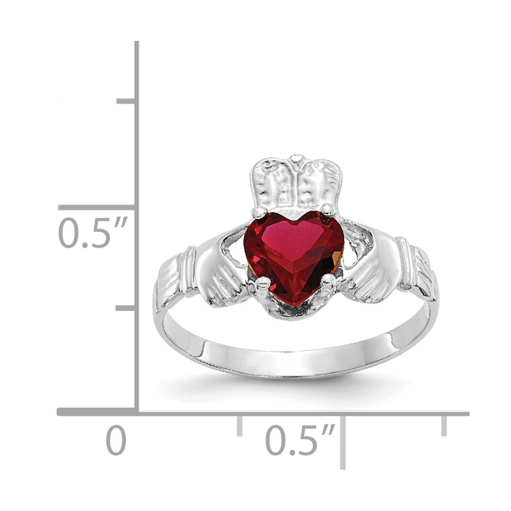 14K Weißgold January Zirkonia Herz Geburtsstein Claddagh Ring