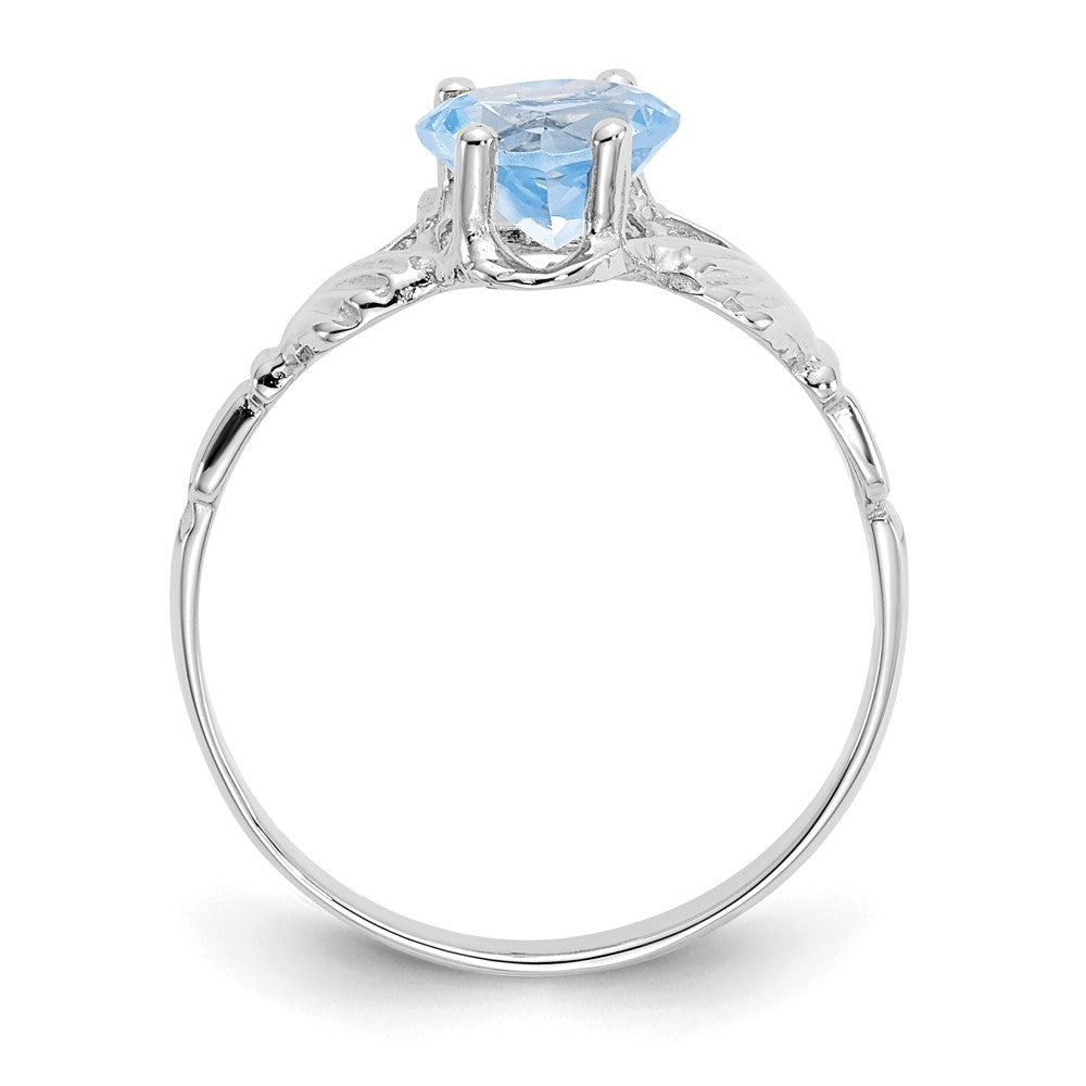 14K Weißgold March Zirkonia Herz Geburtsstein Claddagh Ring