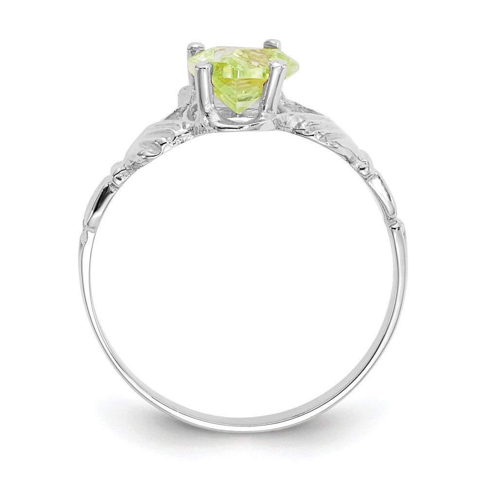 14K Weißgold August Zirkonia Herz Geburtsstein Claddagh Ring