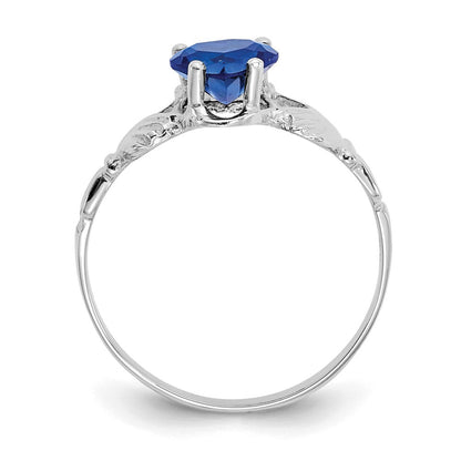 14K Weißgold September Zirkonia Herz Geburtsstein Claddagh Ring