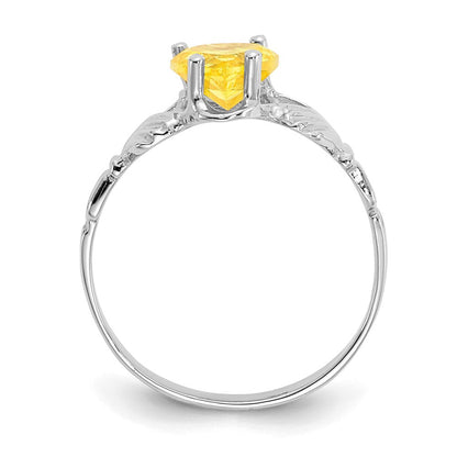 14K Weißgold November Zirkonia Herz Geburtsstein Claddagh Ring