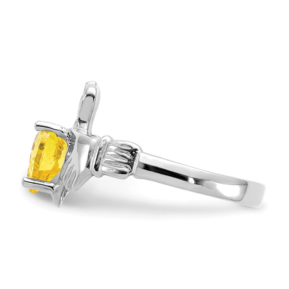 14K Weißgold November Zirkonia Herz Geburtsstein Claddagh Ring