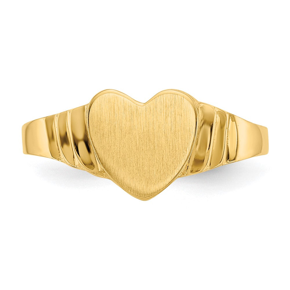14K Gelbgold Siegelring mit mattem Herzmotiv "Baby"