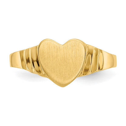14K Gelbgold Siegelring mit mattem Herzmotiv "Baby"