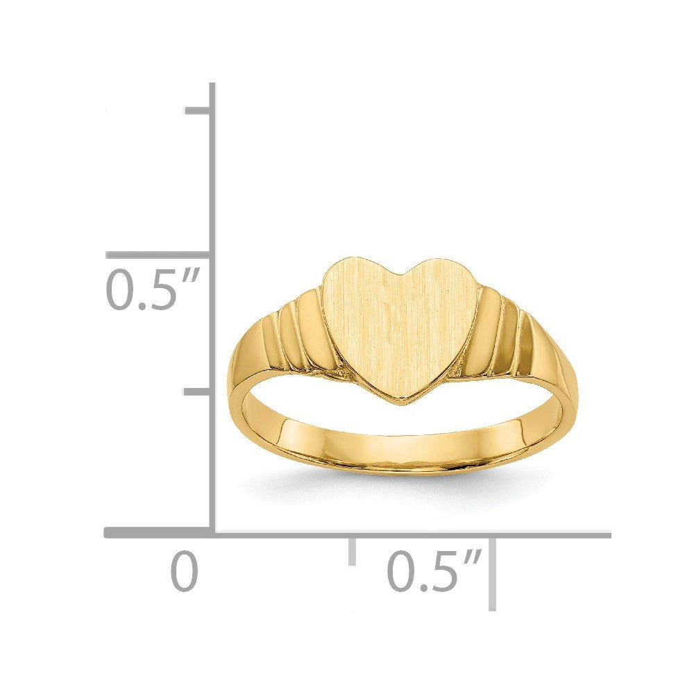 14K Gelbgold Siegelring mit mattem Herzmotiv "Baby"