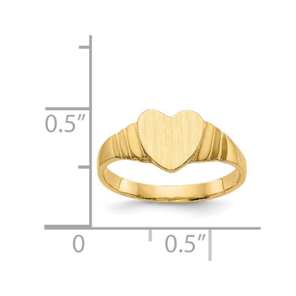 14K Gelbgold Siegelring mit mattem Herzmotiv "Baby"