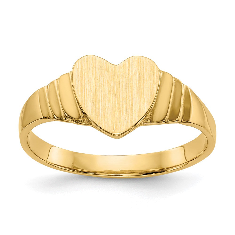 14K Gelbgold Siegelring mit mattem Herzmotiv "Baby"
