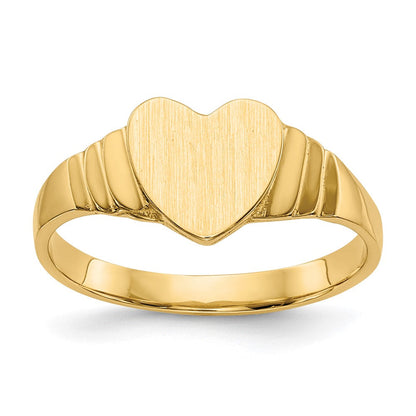 14K Gelbgold Siegelring mit mattem Herzmotiv "Baby"
