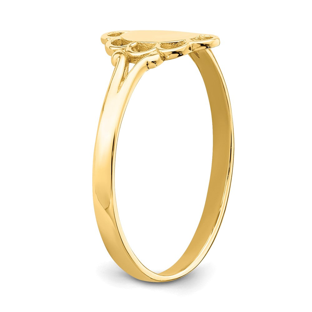 14K Gelbgold Filigran Oval Poliert Mittig Baby Siegel Ring