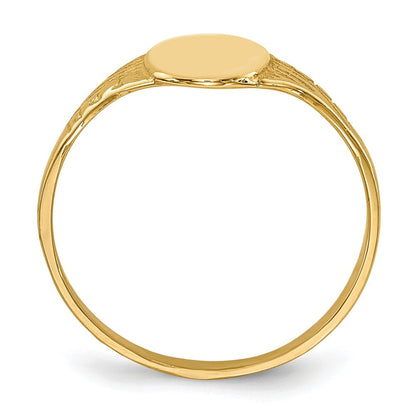 14K Gelbgold ovaler polierter Kinder-Siegelring
