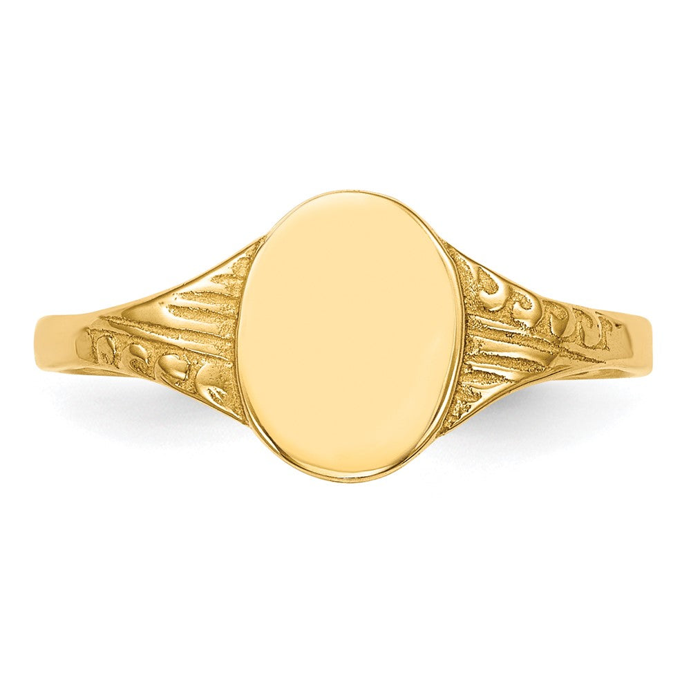 14K Gelbgold ovaler polierter Kinder-Siegelring