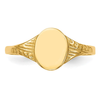 14K Gelbgold ovaler polierter Kinder-Siegelring