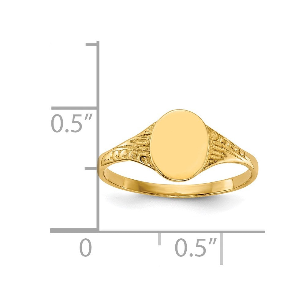 14K Gelbgold ovaler polierter Kinder-Siegelring