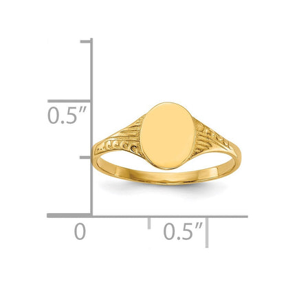 14K Gelbgold ovaler polierter Kinder-Siegelring