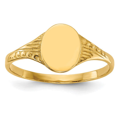 14K Gelbgold ovaler polierter Kinder-Siegelring