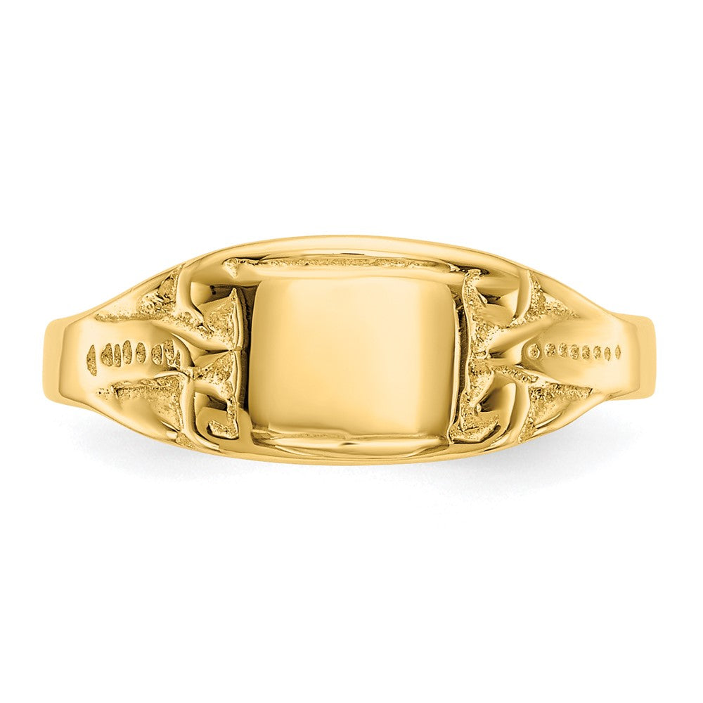 14K Gelbgold Polierter Rechteckiger Baby-Siegelring