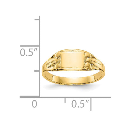14K Gelbgold Polierter Rechteckiger Baby-Siegelring