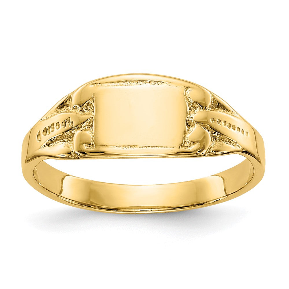 14K Gelbgold Polierter Rechteckiger Baby-Siegelring