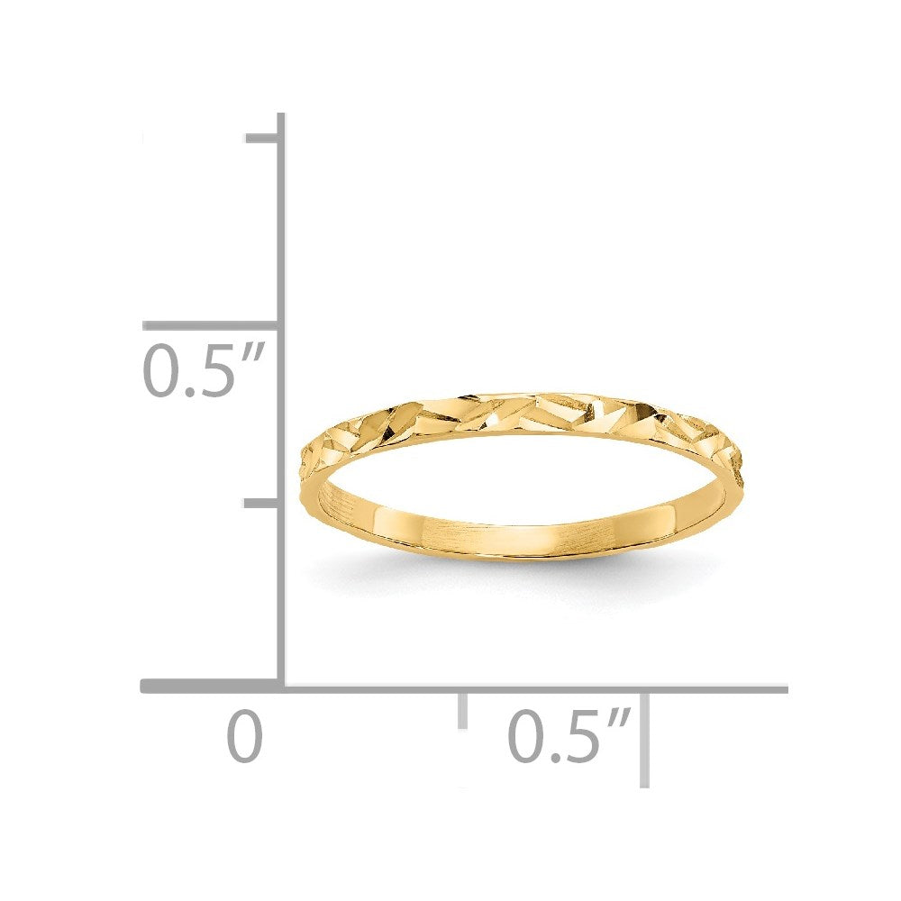14K Gelbgold Diamantiert Zig-zag Design Ring Childs Ring