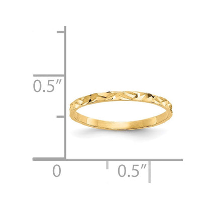 14K Gelbgold Diamantiert Zig-zag Design Ring Childs Ring