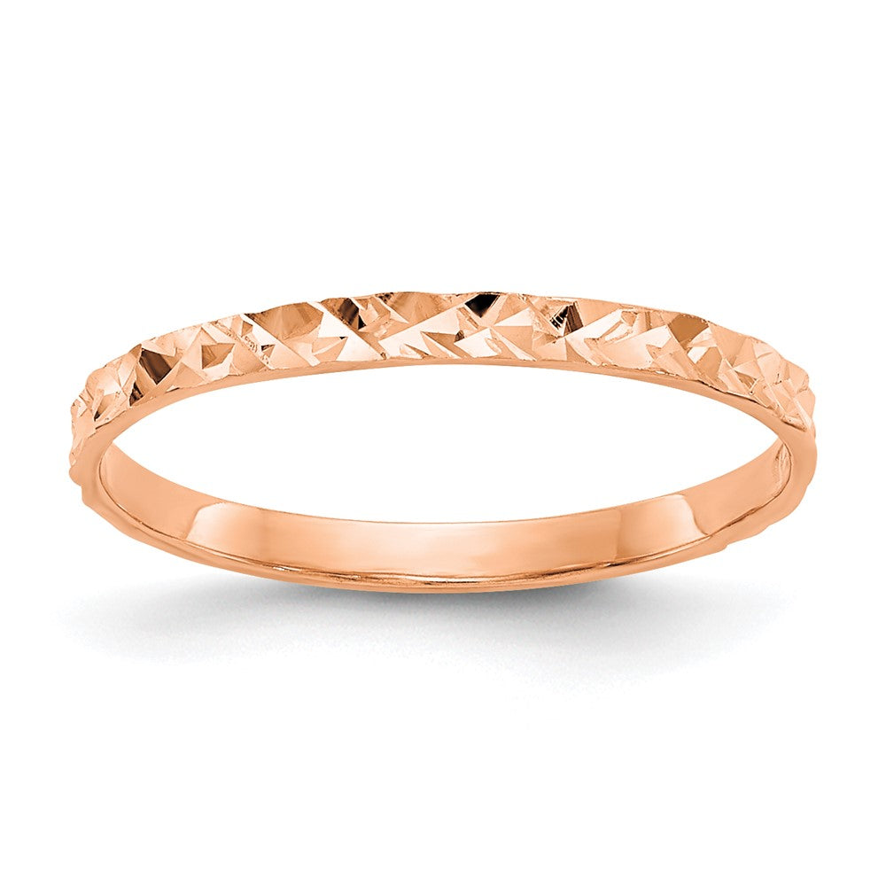 14K Roségold Ring mit Diamantschliff-Design für Kinder