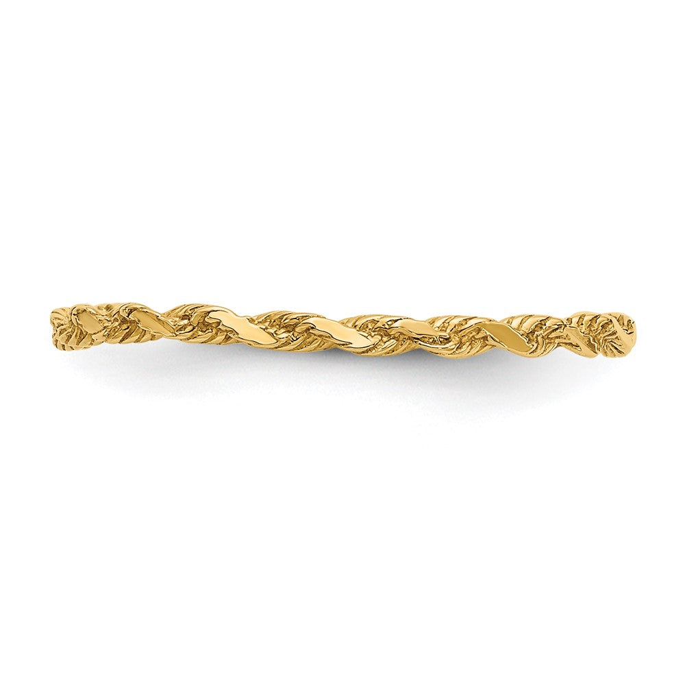 14K Gelbgold Ring mit diamantgeschliffener, texturierter Kordeloptik