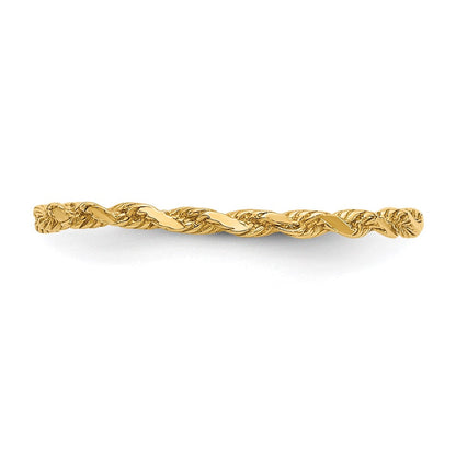 14K Gelbgold Ring mit diamantgeschliffener, texturierter Kordeloptik