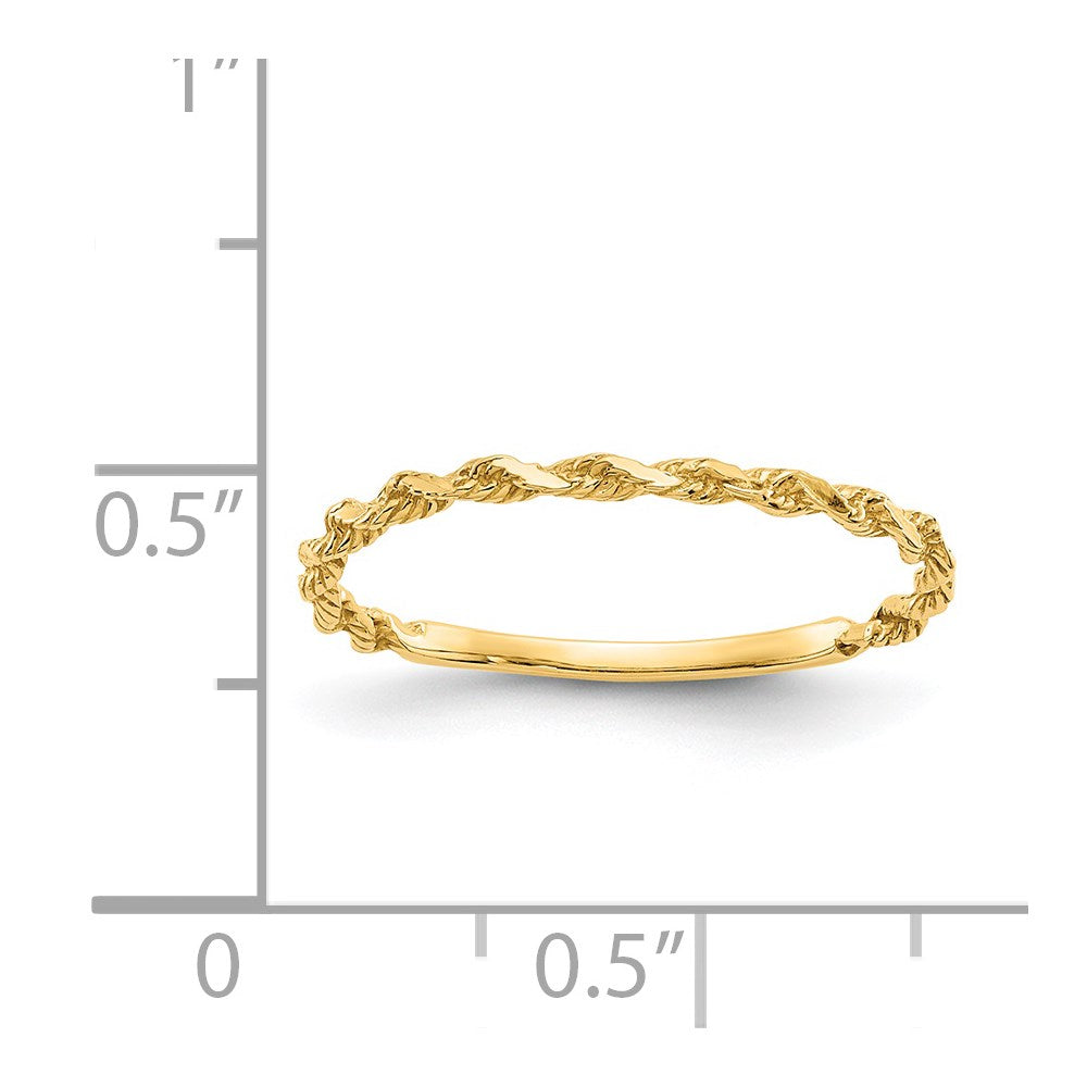 14K Gelbgold Ring mit diamantgeschliffener, texturierter Kordeloptik