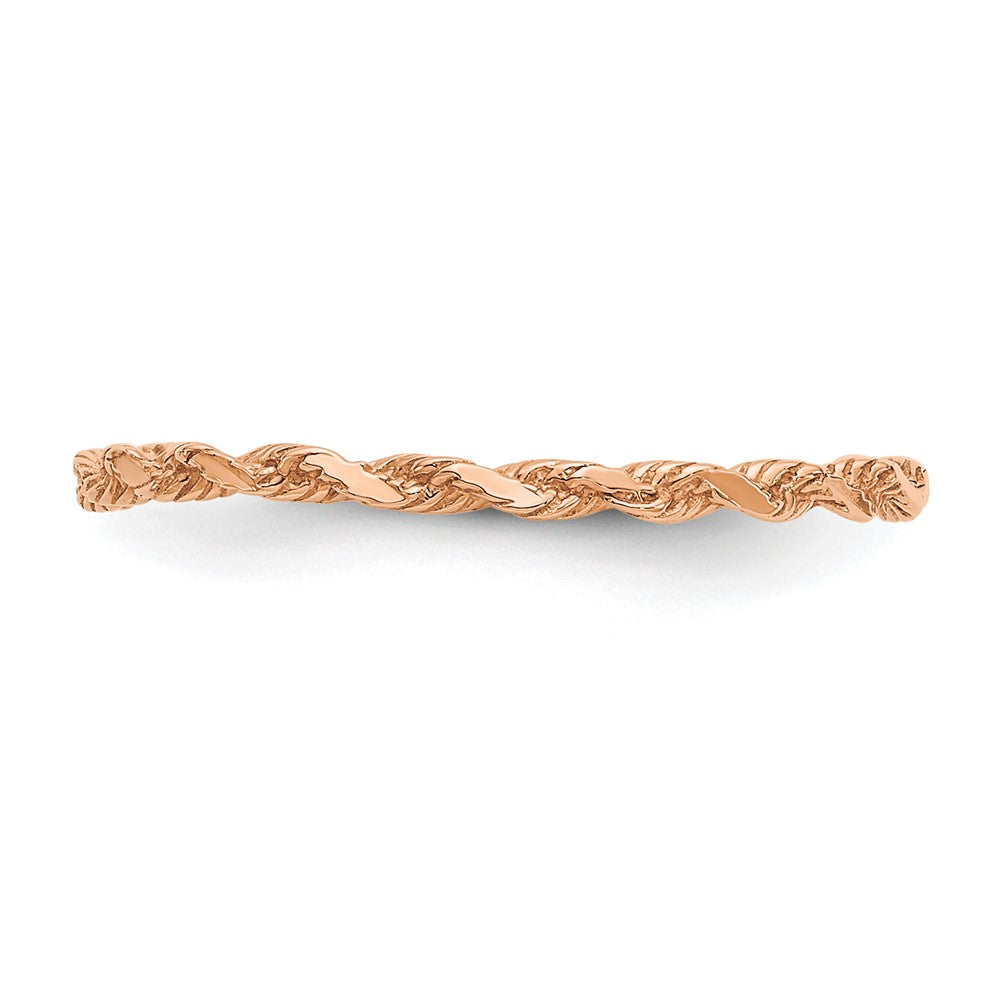 14K Roségold Ring mit diamantgeschliffener, texturierter Kordeloptik
