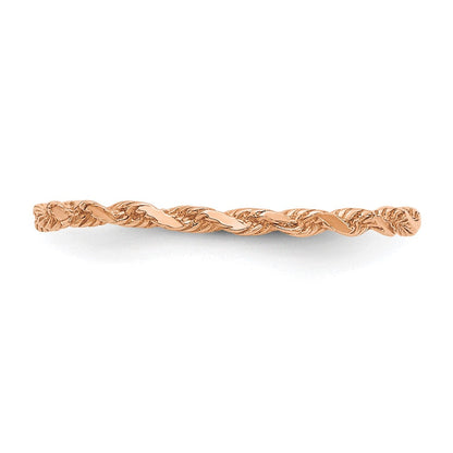 14K Roségold Ring mit diamantgeschliffener, texturierter Kordeloptik