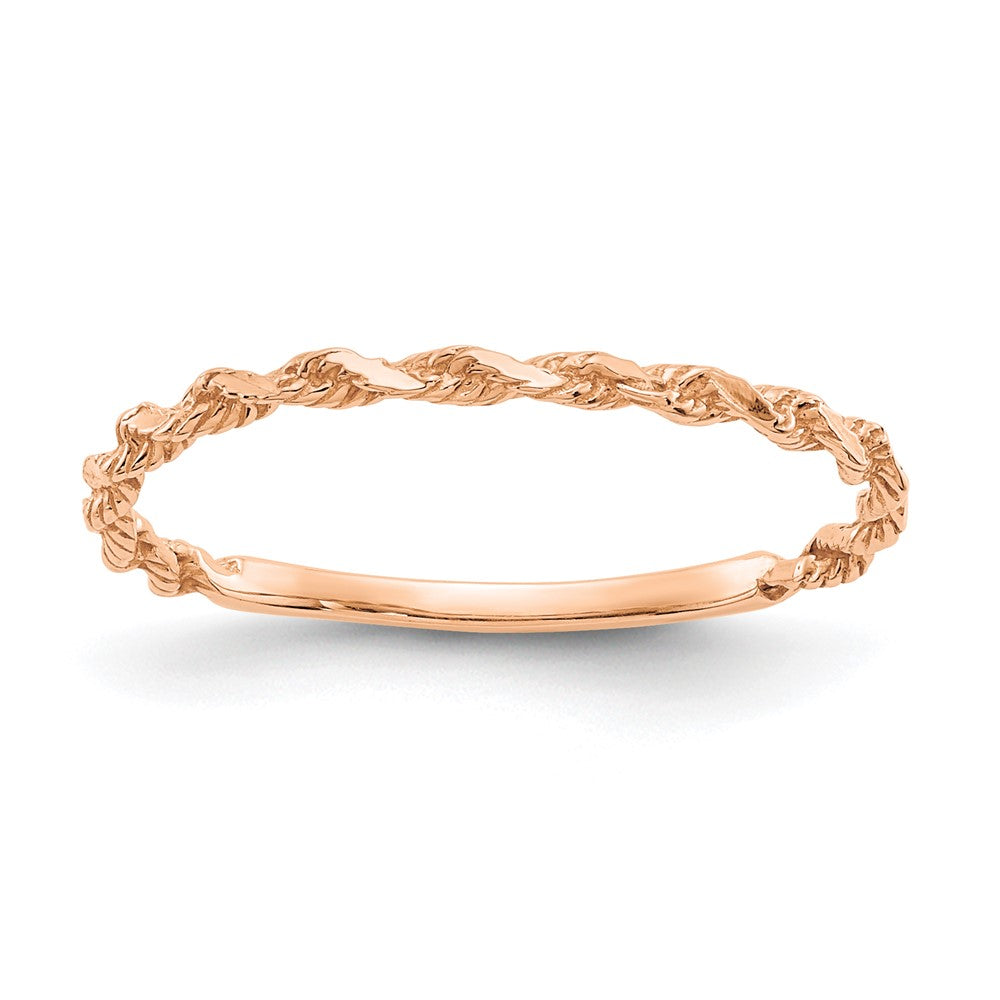 14K Roségold Ring mit diamantgeschliffener, texturierter Kordeloptik