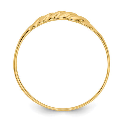 14K Gelbgold Ring mit diamantgeschliffener, texturierter, gerippter Dome-Struktur