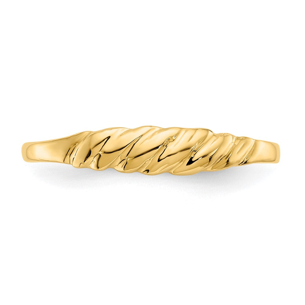 14K Gelbgold Ring mit diamantgeschliffener, texturierter, gerippter Dome-Struktur