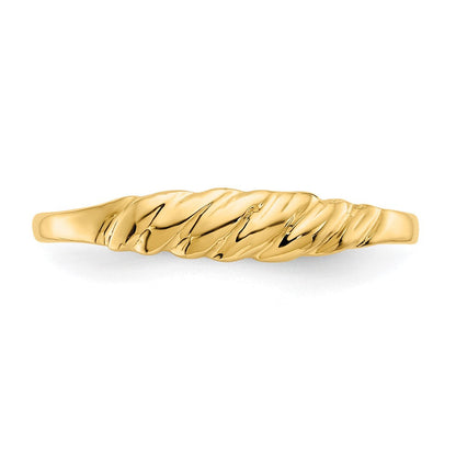 14K Gelbgold Ring mit diamantgeschliffener, texturierter, gerippter Dome-Struktur
