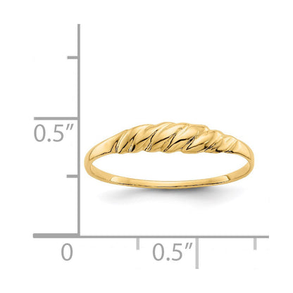 14K Gelbgold Ring mit diamantgeschliffener, texturierter, gerippter Dome-Struktur
