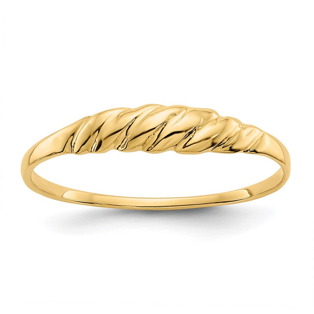 14K Gelbgold Ring mit diamantgeschliffener, texturierter, gerippter Dome-Struktur