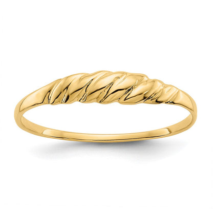 14K Gelbgold Ring mit diamantgeschliffener, texturierter, gerippter Dome-Struktur