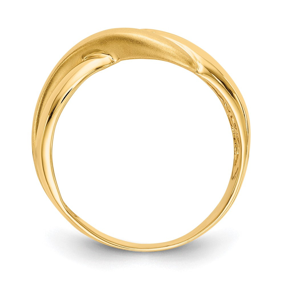 14K Gelbgold Poliert & Satiniert Swirl Überkreuz-Dome-Ring