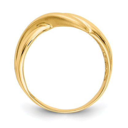 14K Gelbgold Poliert & Satiniert Swirl Überkreuz-Dome-Ring