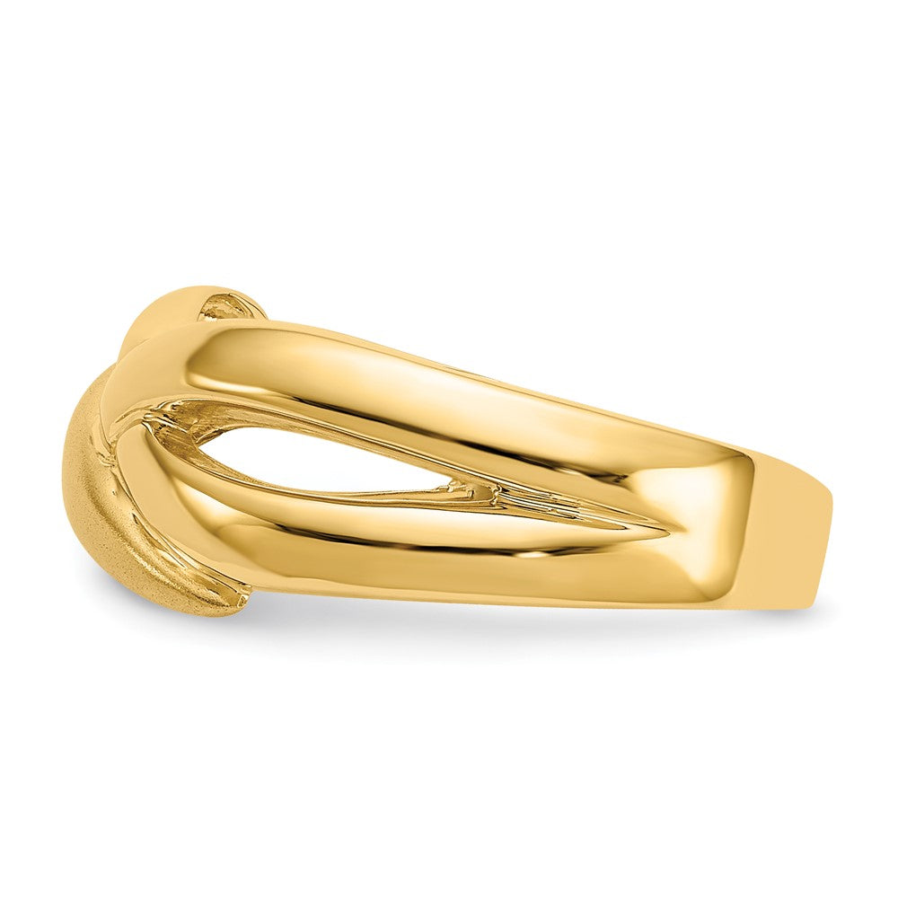 14K Gelbgold Poliert & Satiniert Swirl Überkreuz-Dome-Ring