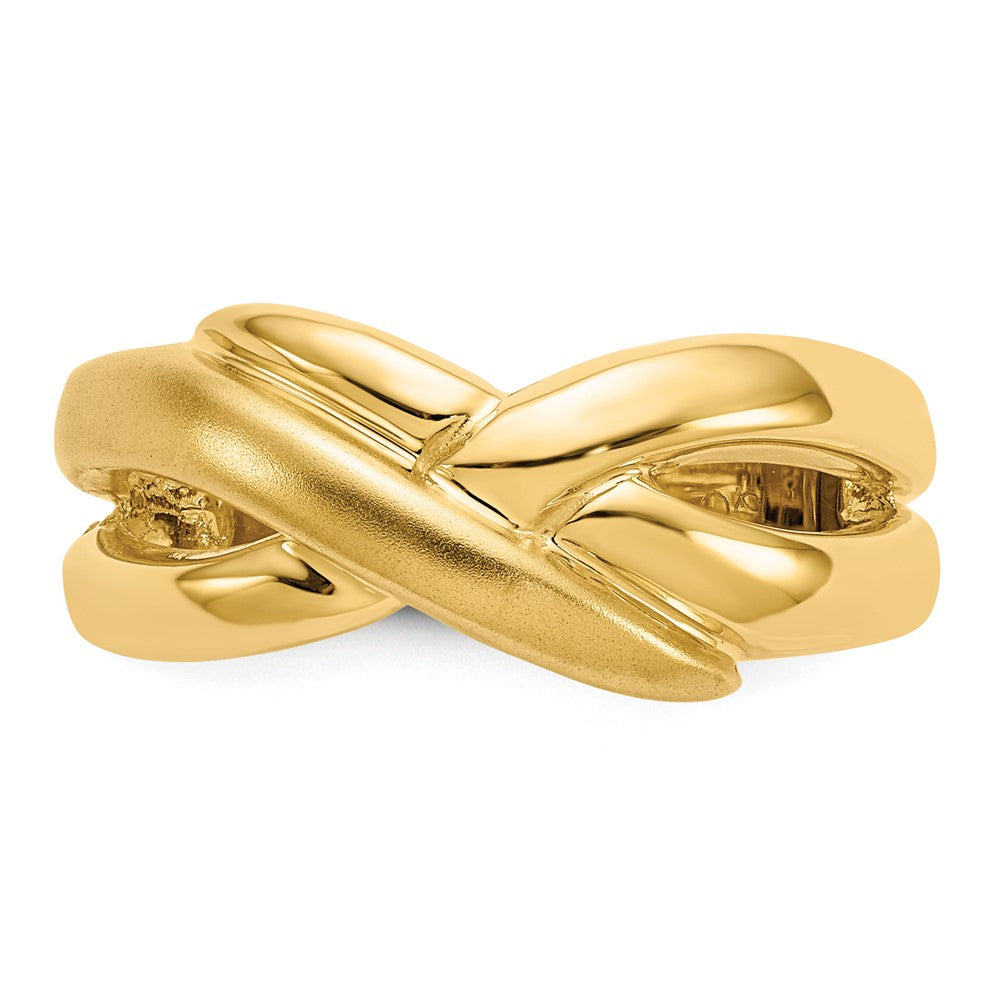 14K Gelbgold Poliert & Satiniert Swirl Überkreuz-Dome-Ring