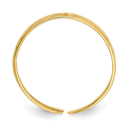 14K Gelbgold Poliert Liebe und Herzen Zehenring