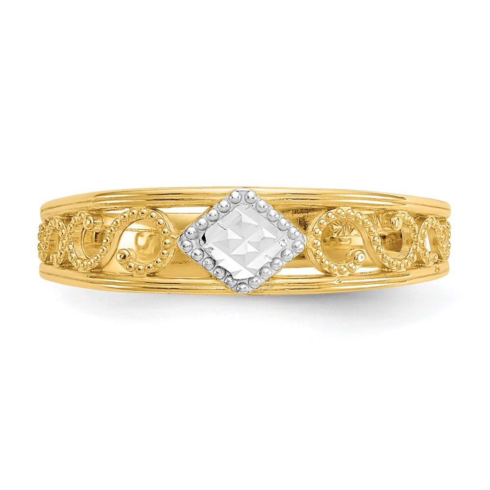 14K Gelb & Rhodium Diamantiert Zehenring