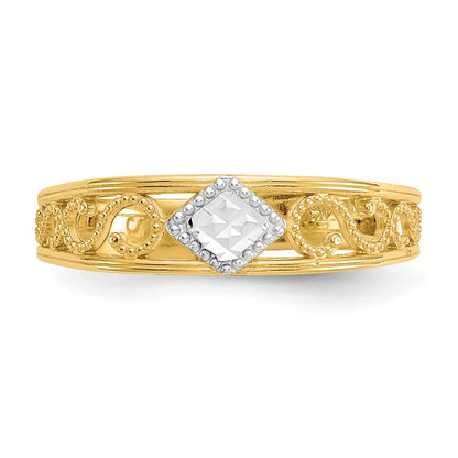 14K Gelb & Rhodium Diamantiert Zehenring