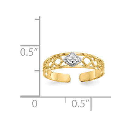 14K Gelb & Rhodium Diamantiert Zehenring