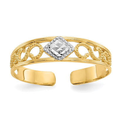 14K Gelb & Rhodium Diamantiert Zehenring
